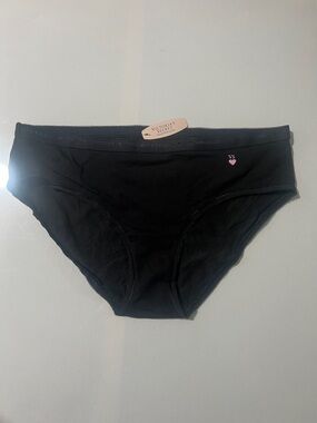 Victoria's Secret Black Bikini Panty with Pink Heart Detail